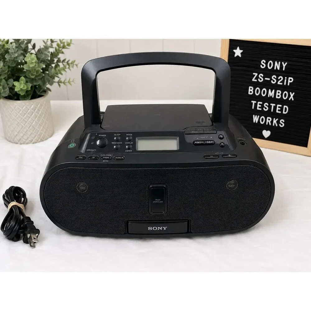 Sony ZS-S2iP Boombox CD Radio iPod Dock Portable Audio System Tested Works